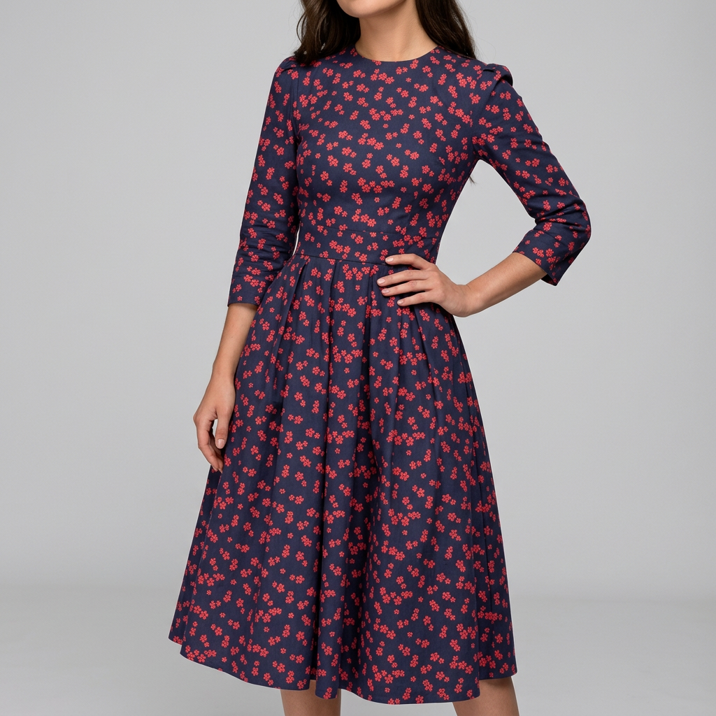 Women’s Floral Three-Quarter Sleeve Dress