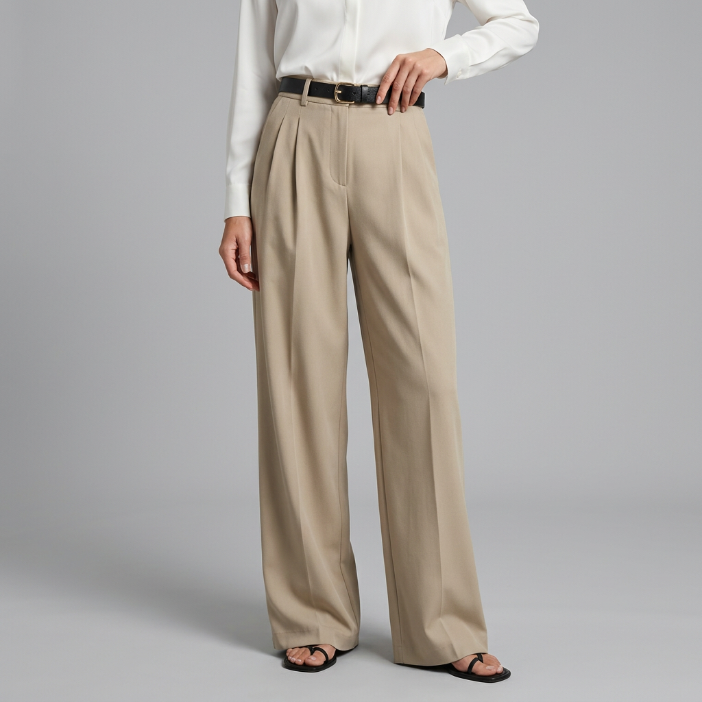 Women’s High Waist Pleated Wide-Leg Trousers