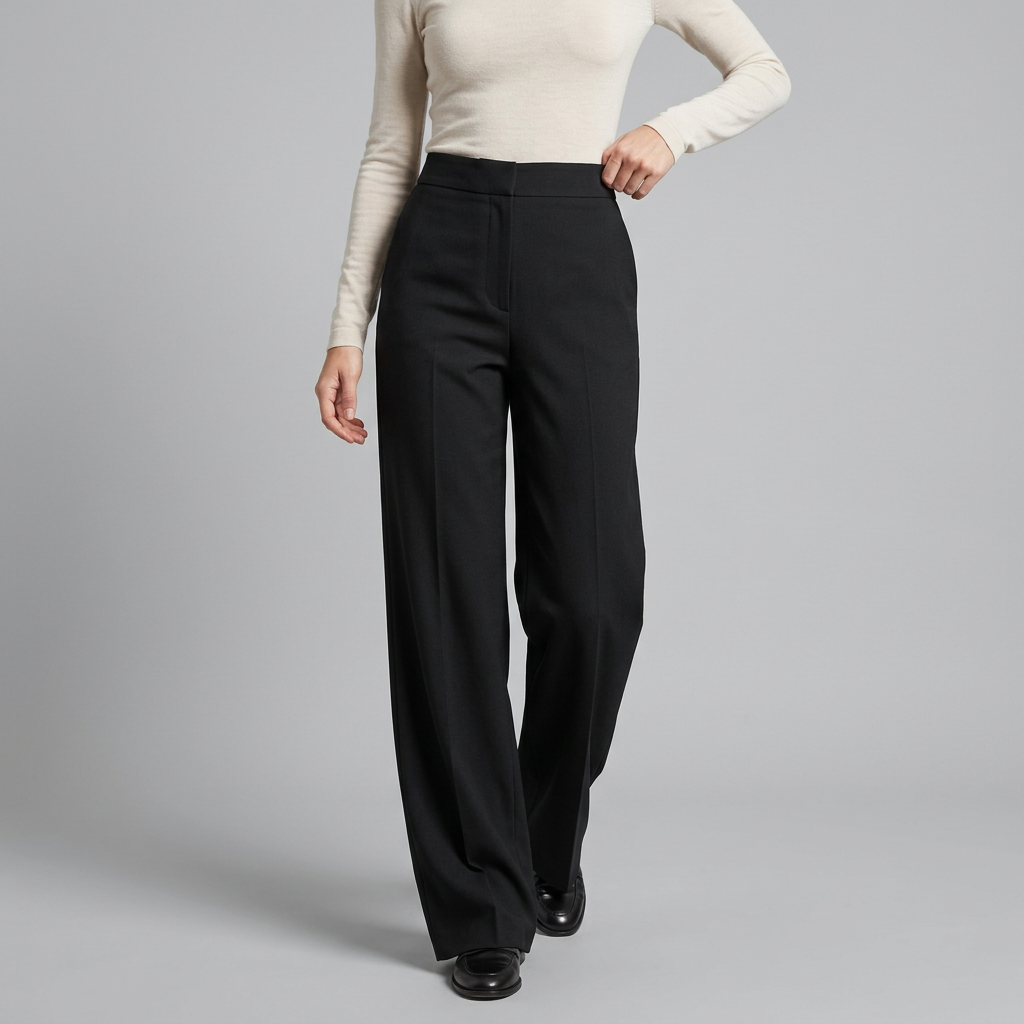 Women’s High Waist Wide-Leg Pants with Front Pleats