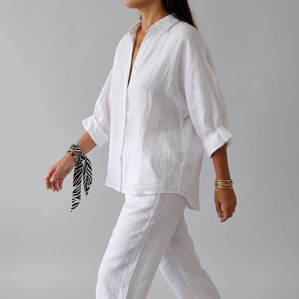 Women’s Long Sleeve Button Up Collared Summer Shirt
