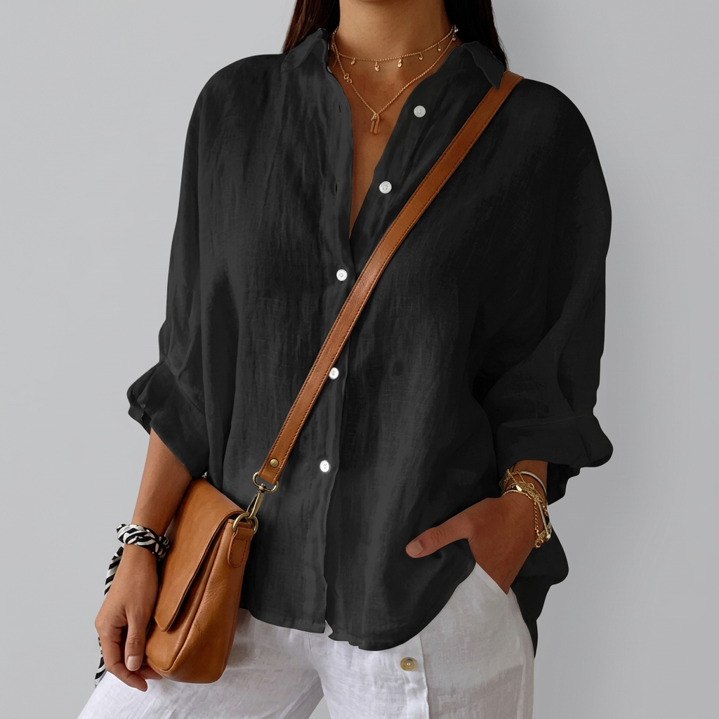 Women’s Long Sleeve Button Up Collared Summer Shirt
