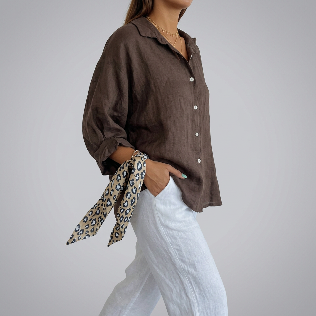 Women’s Long Sleeve Button Up Collared Summer Shirt