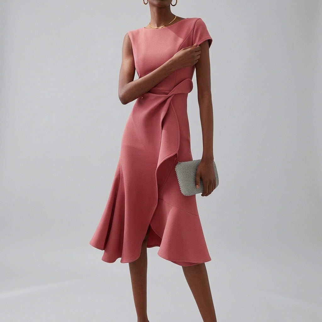 Women’s Midi Dress with Wrap Detail