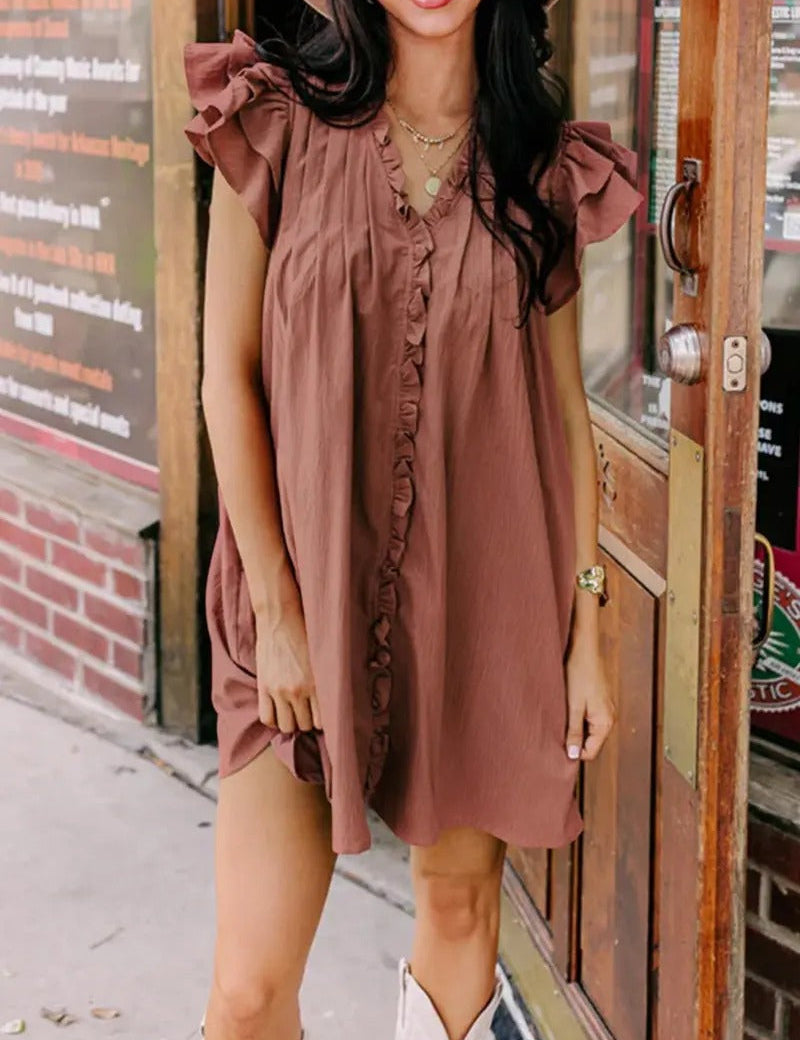 Women’s Mini Dress with Ruffle Sleeves