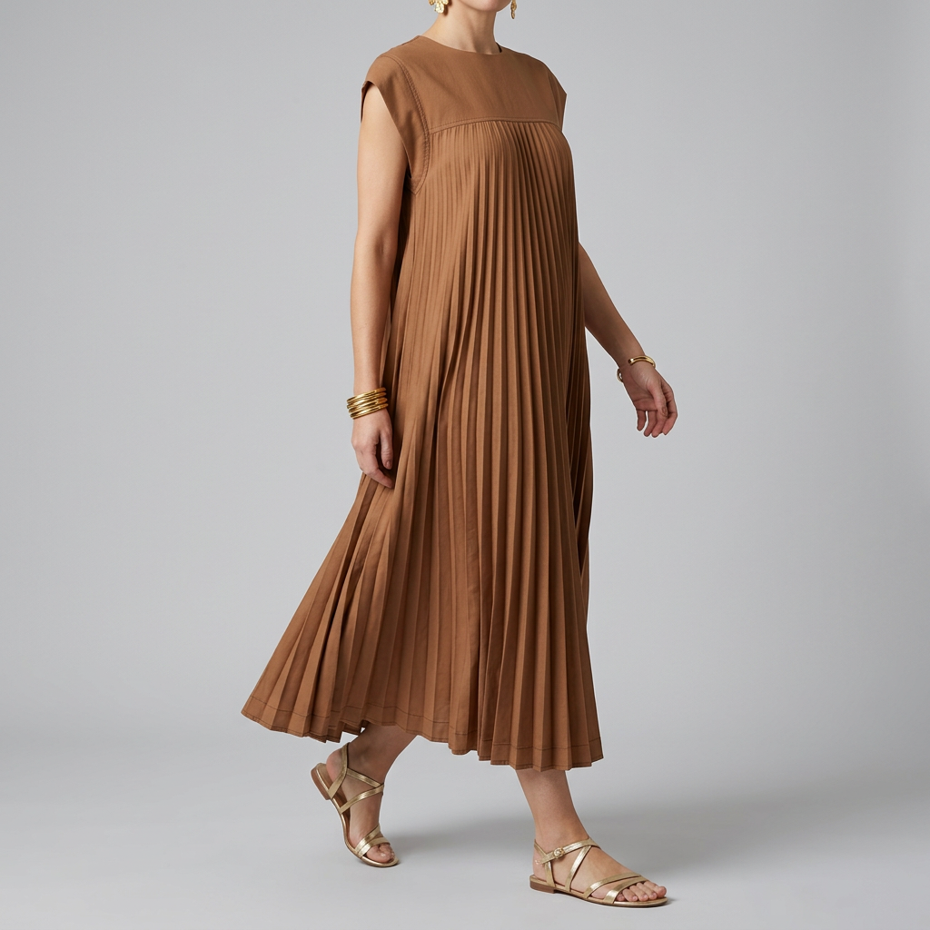 Women’s Pleated Sleeveless Maxi Dress