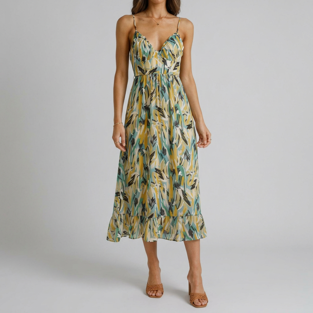 Women’s Printed Strap Midi Dress