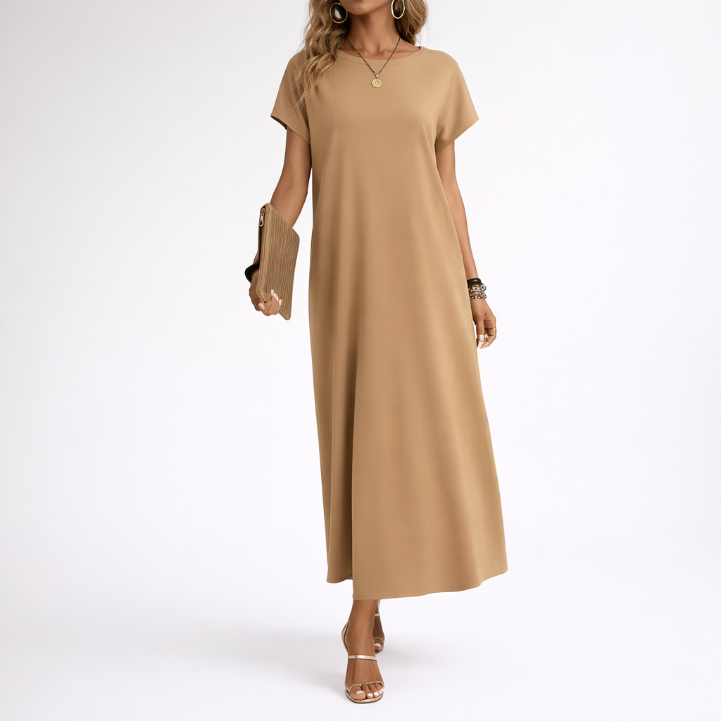 Women’s Round Neck Batwing Sleeve Summer Maxi Dress