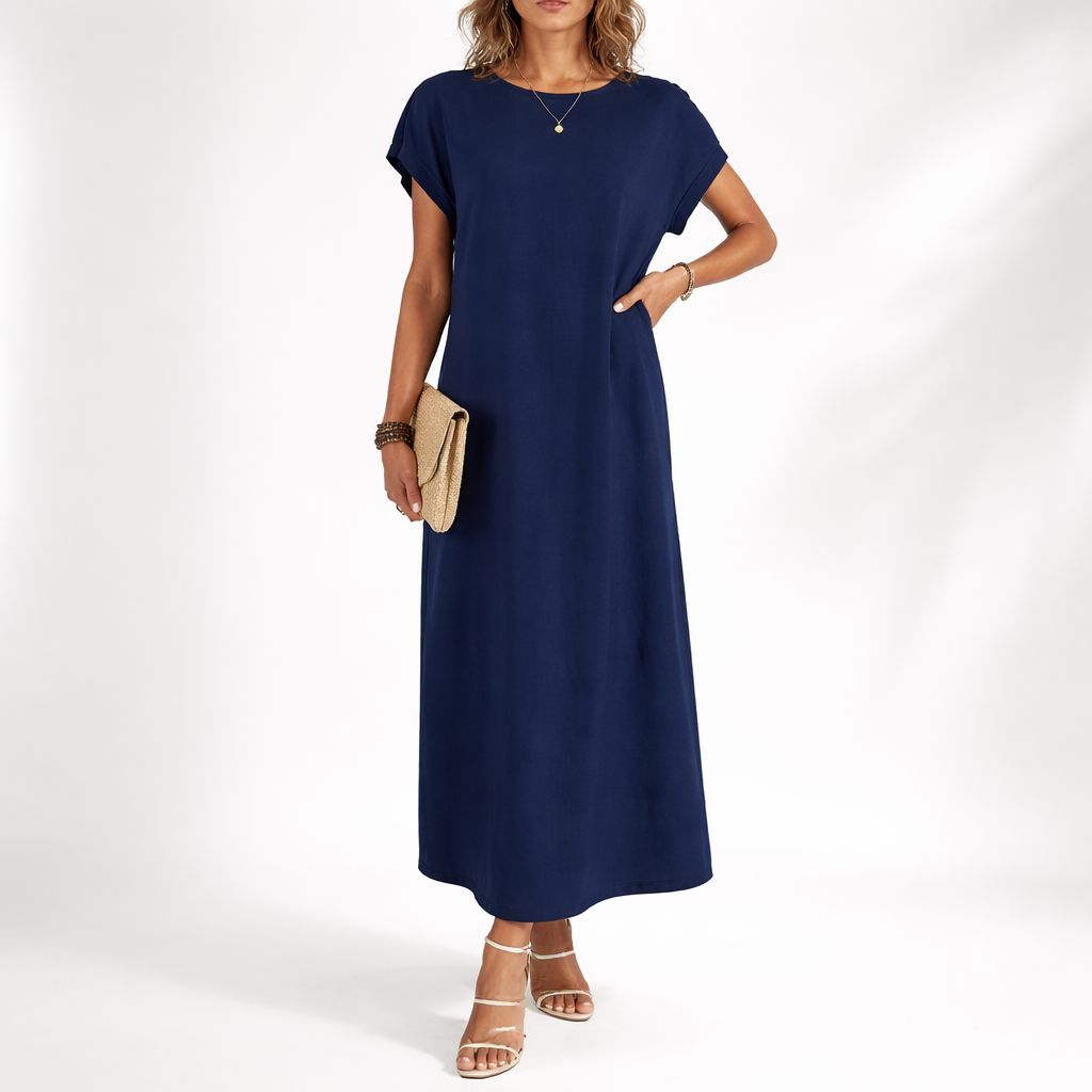 Women’s Round Neck Batwing Sleeve Summer Maxi Dress