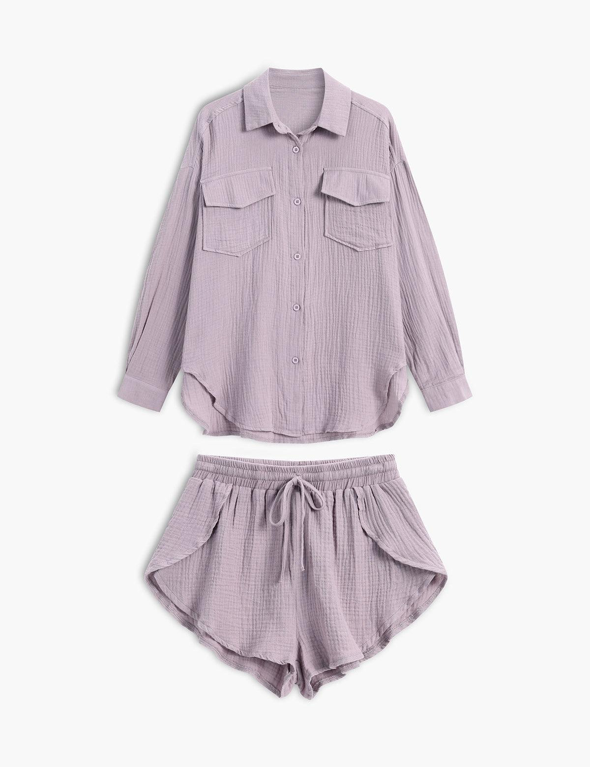Women’s Set with Button Shirt and Drawstring Waist