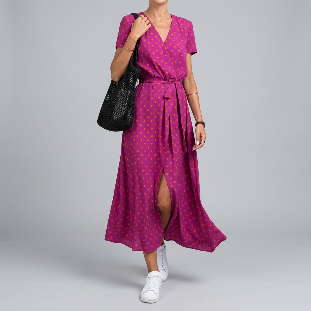 Women’s Short Sleeve Printed Wrap Dress