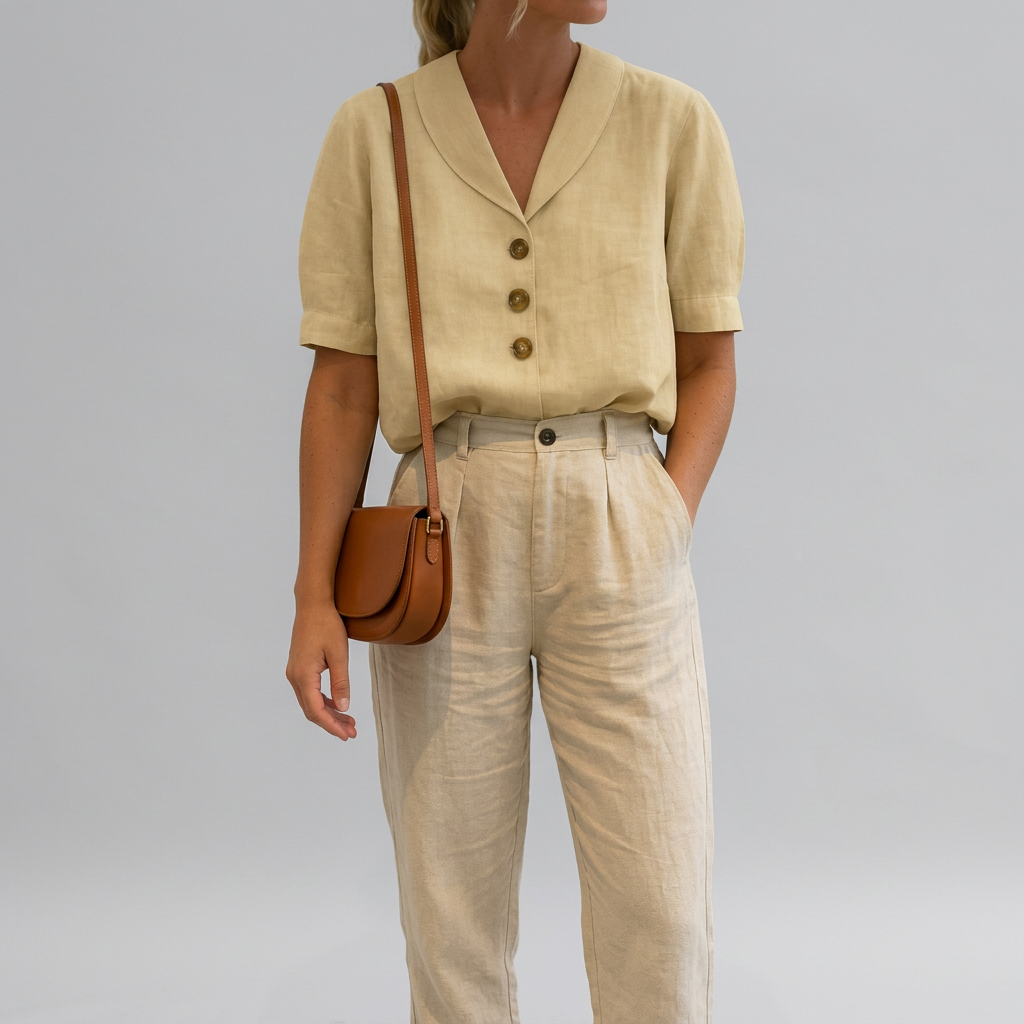 Women’s Short Sleeve Summer Button Front Blouse with Shawl Collar