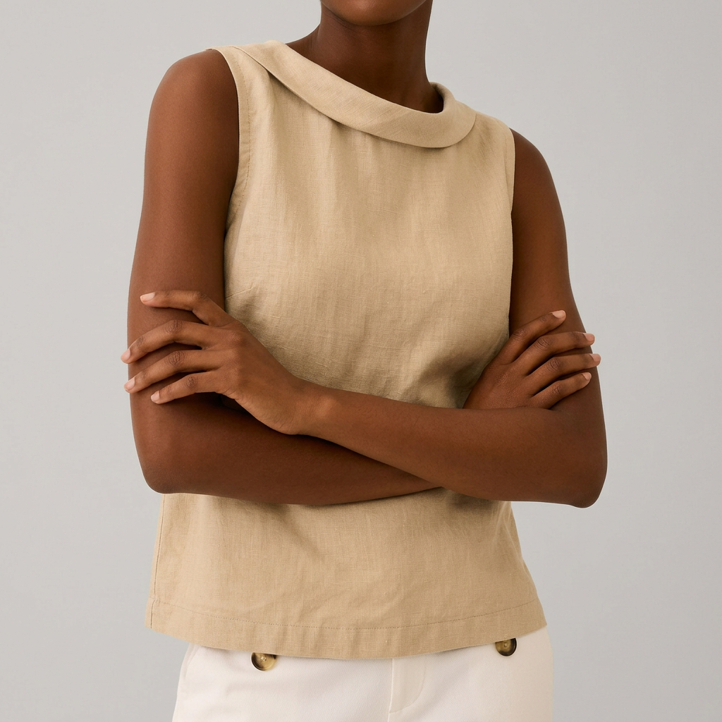 Women’s Sleeveless Roll Collar Top