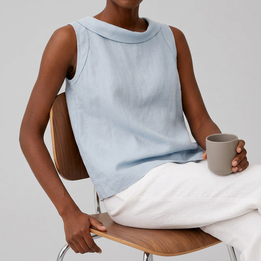 Women’s Sleeveless Roll Collar Top