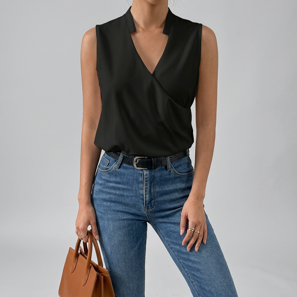 Women’s Sleeveless Wrap V-Neck Summer Top