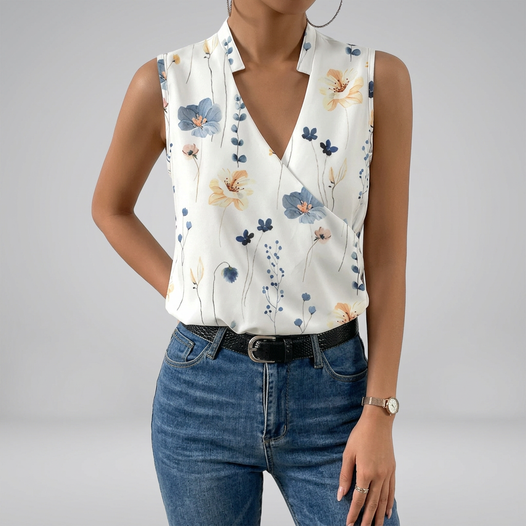Women’s Sleeveless Wrap V-Neck Summer Top