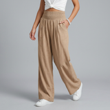 Women’s Smocked Waist Wide-Leg Trousers