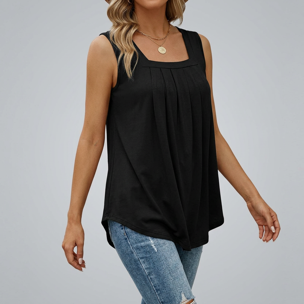 Women’s Square Neck Pleated Top