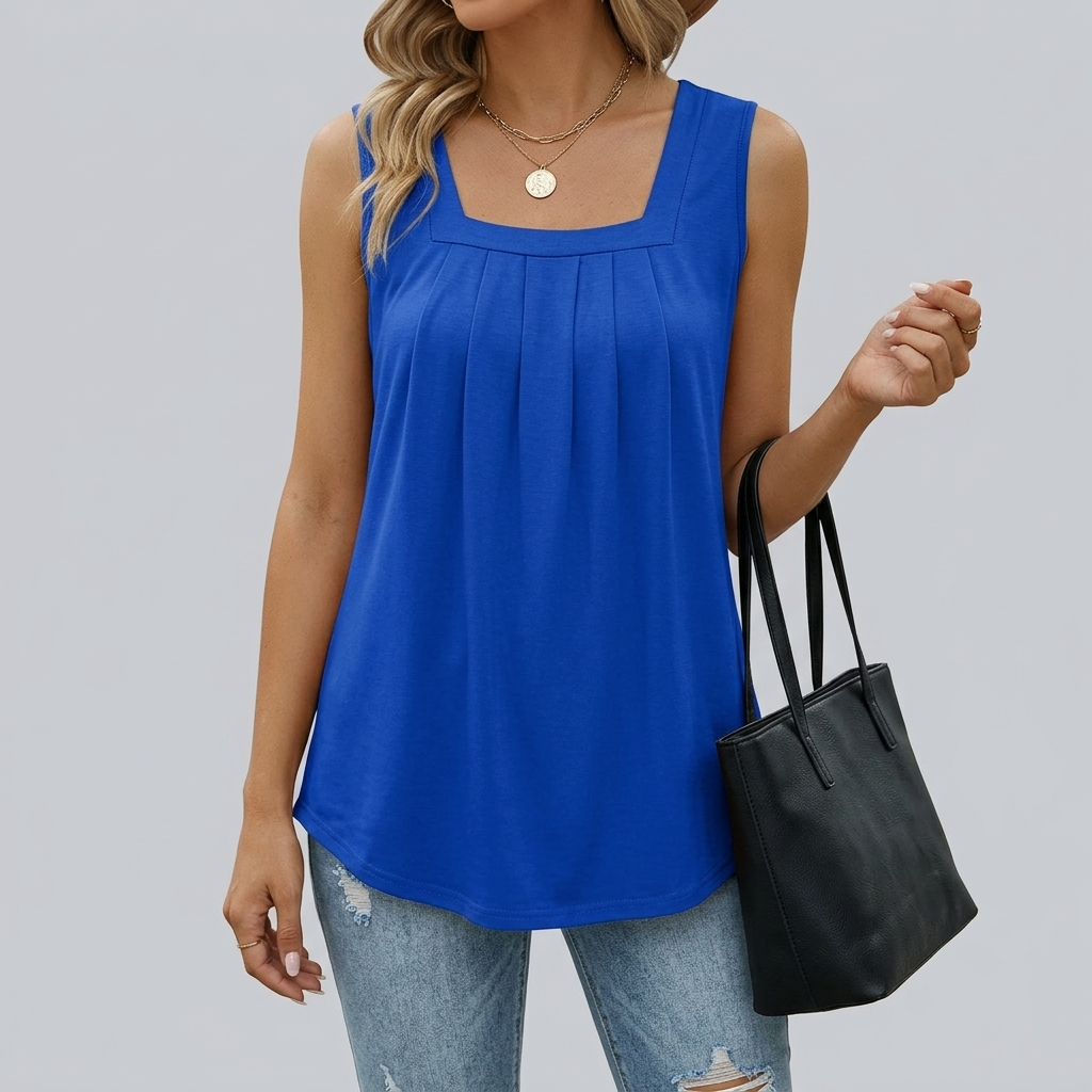 Women’s Square Neck Pleated Top