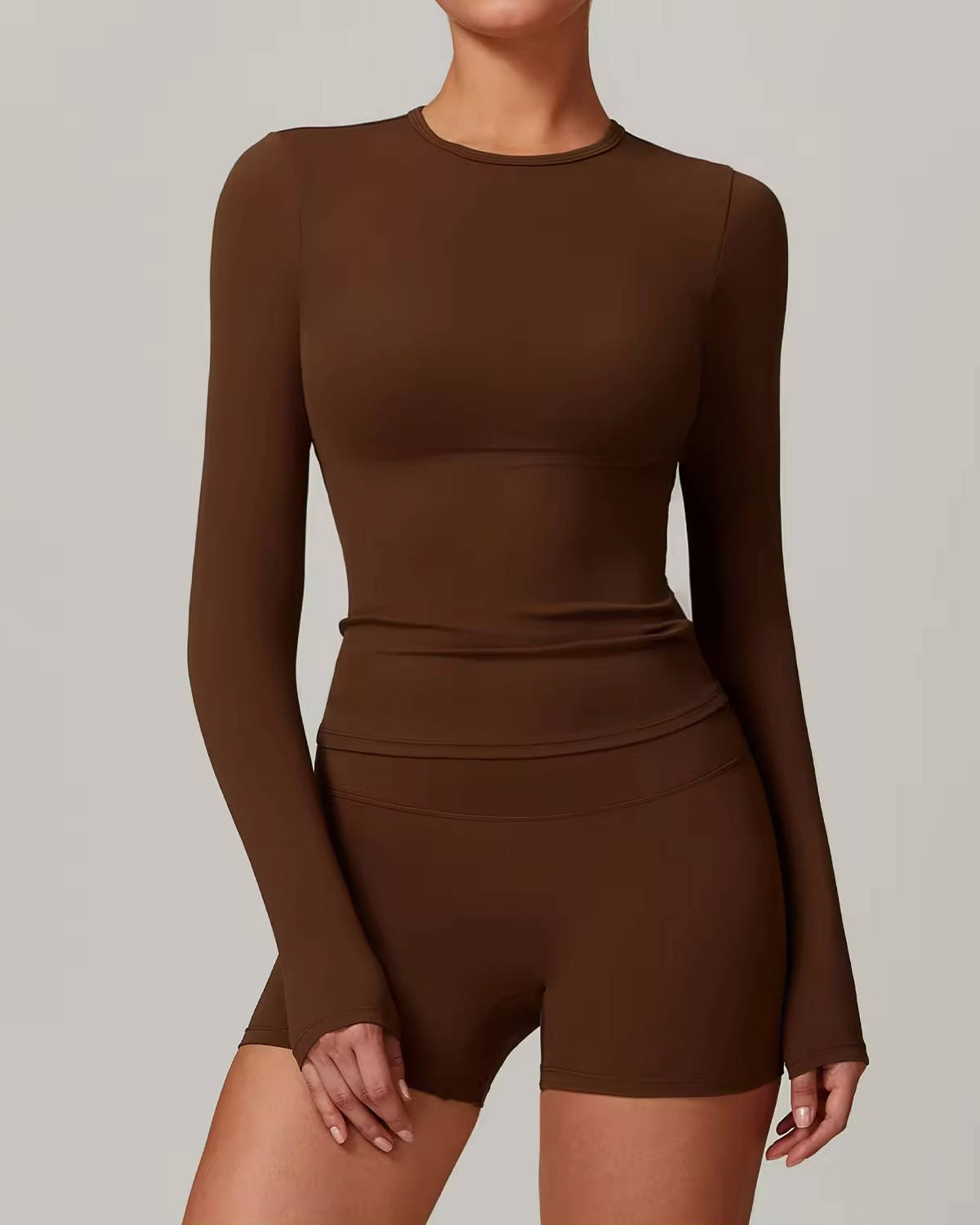 Women’s Two Piece Set with Long Sleeve Top and Shorts