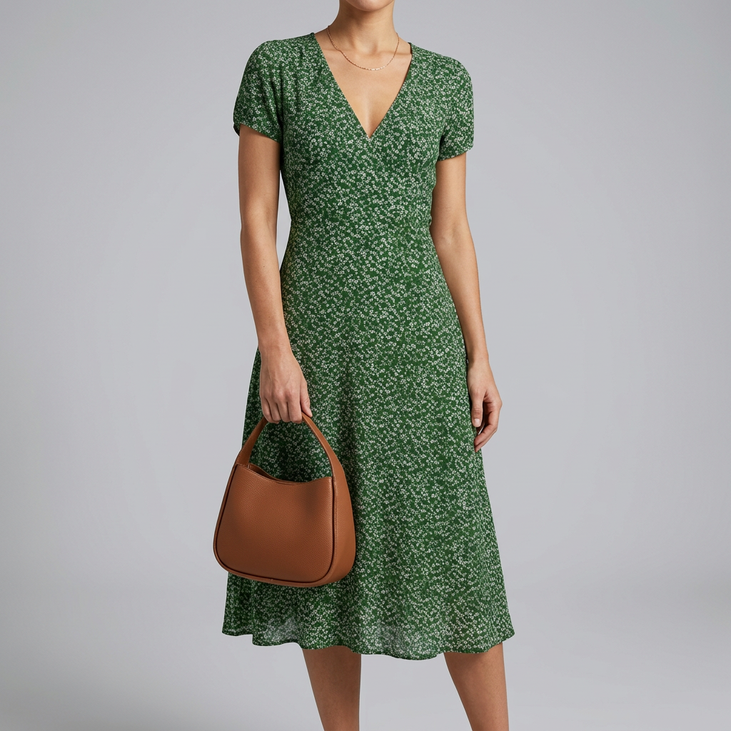 Women’s V-Neck Short Sleeve Printed Dress