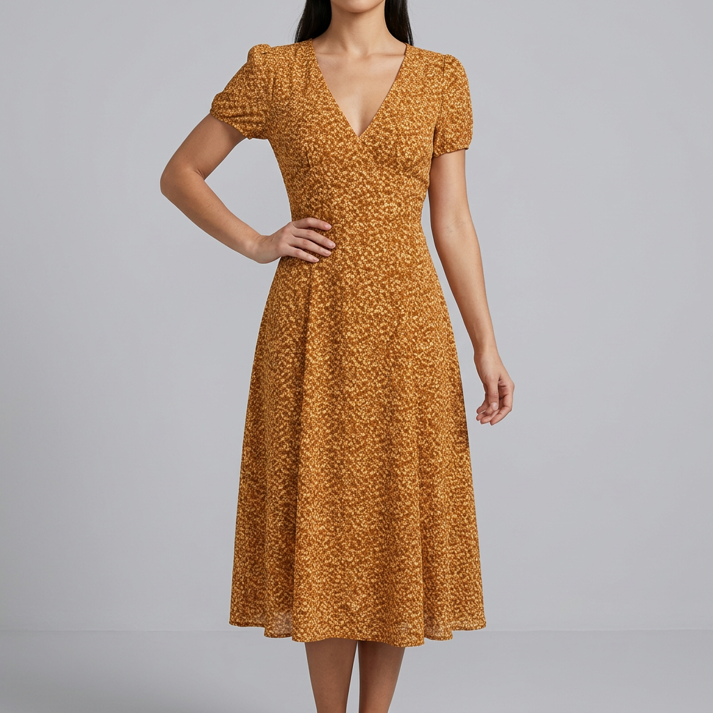 Women’s V-Neck Short Sleeve Printed Dress
