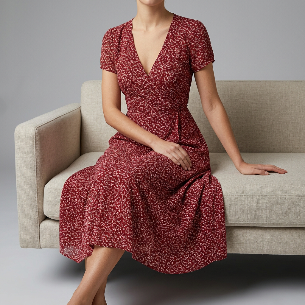 Women’s V-Neck Short Sleeve Printed Dress