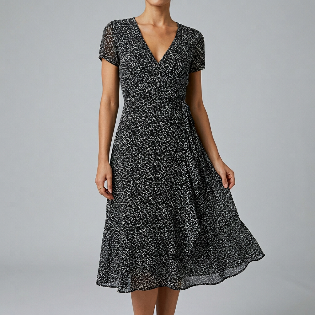 Women’s V-Neck Short Sleeve Printed Dress