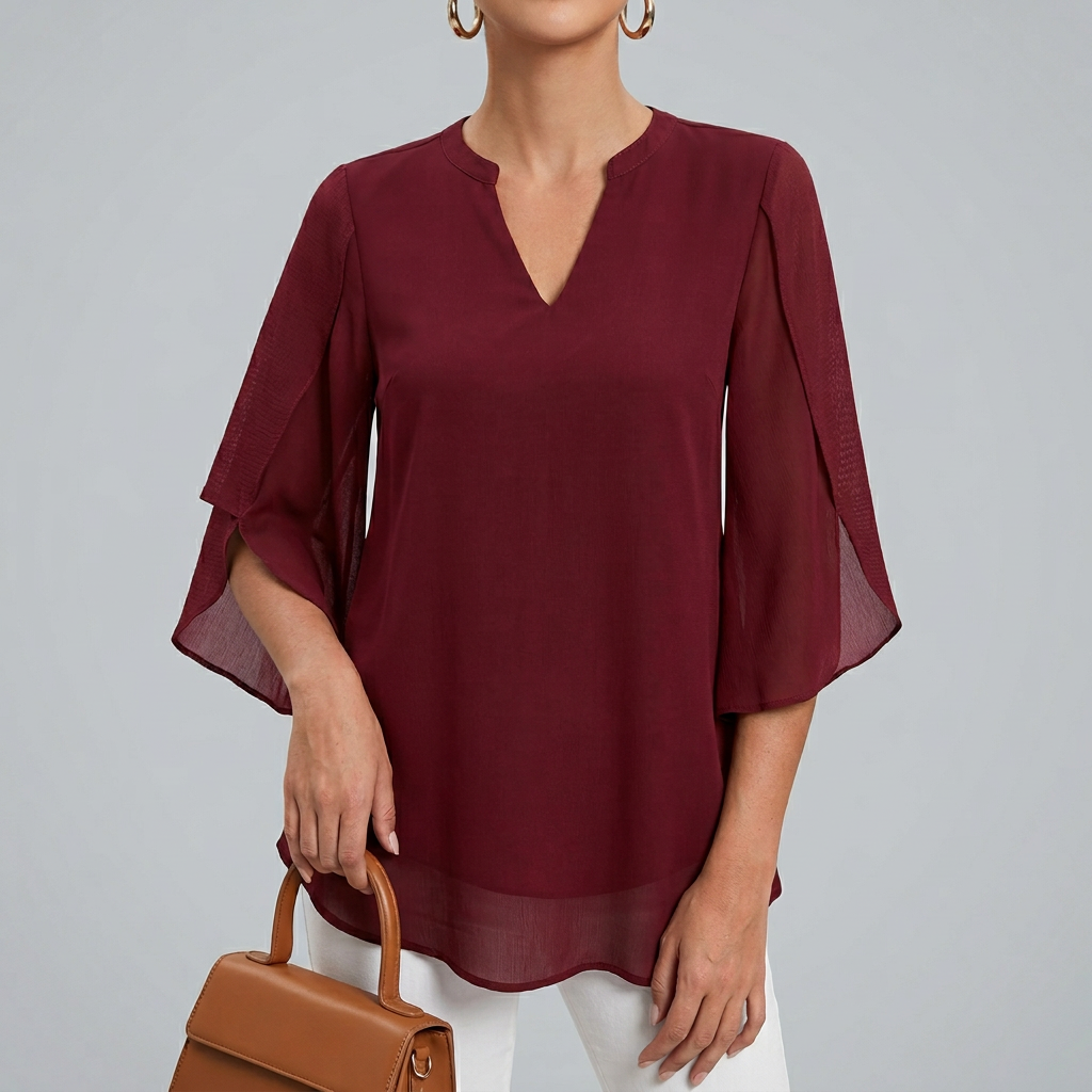 Women’s V Neck Chiffon Summer Blouse