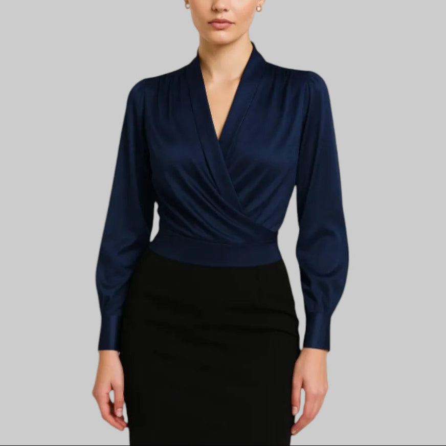 Women’s Wrap Front Long Sleeve Blouse