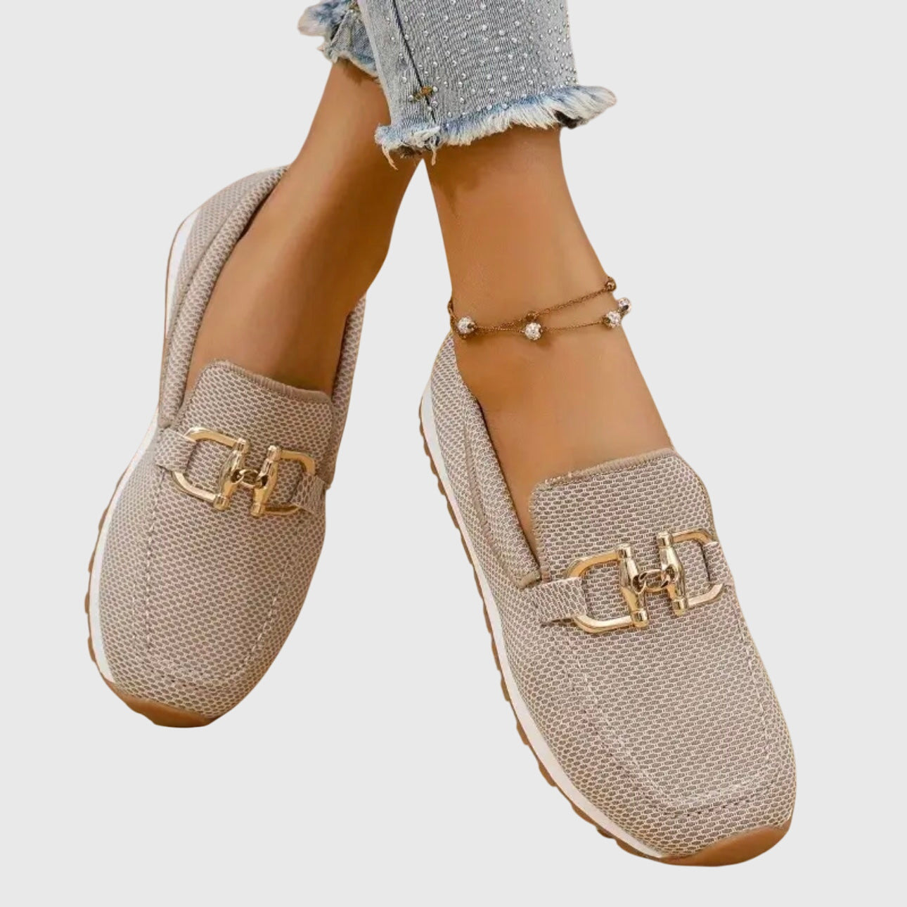 Women's Orthopedic Breathable Loafers Gold Horsebit Detail Lightweight Slip-On – Susana