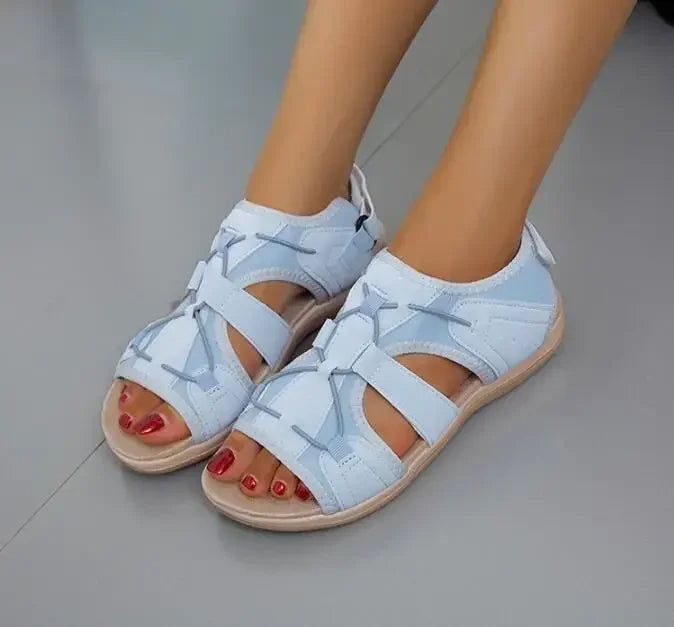 Women's Open Toe Sandals Adjustable Strap Cushioned Sole Summer Walking Casual