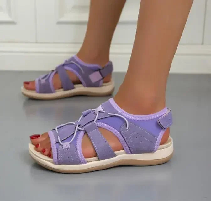 Women's Open Toe Sandals Adjustable Strap Cushioned Sole Summer Walking Casual