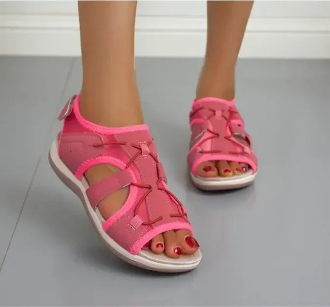 Women's Open Toe Sandals Adjustable Strap Cushioned Sole Summer Walking Casual