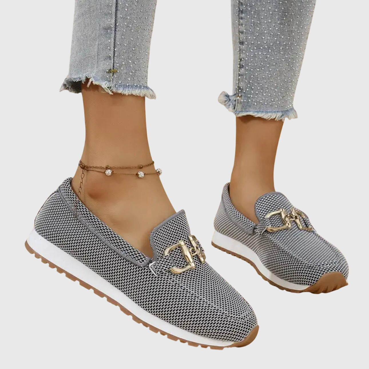 Women's Orthopedic Breathable Loafers Gold Horsebit Detail Lightweight Slip-On – Susana