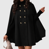 Women's Double-Breasted Cape Coat with Cloak Sleeves