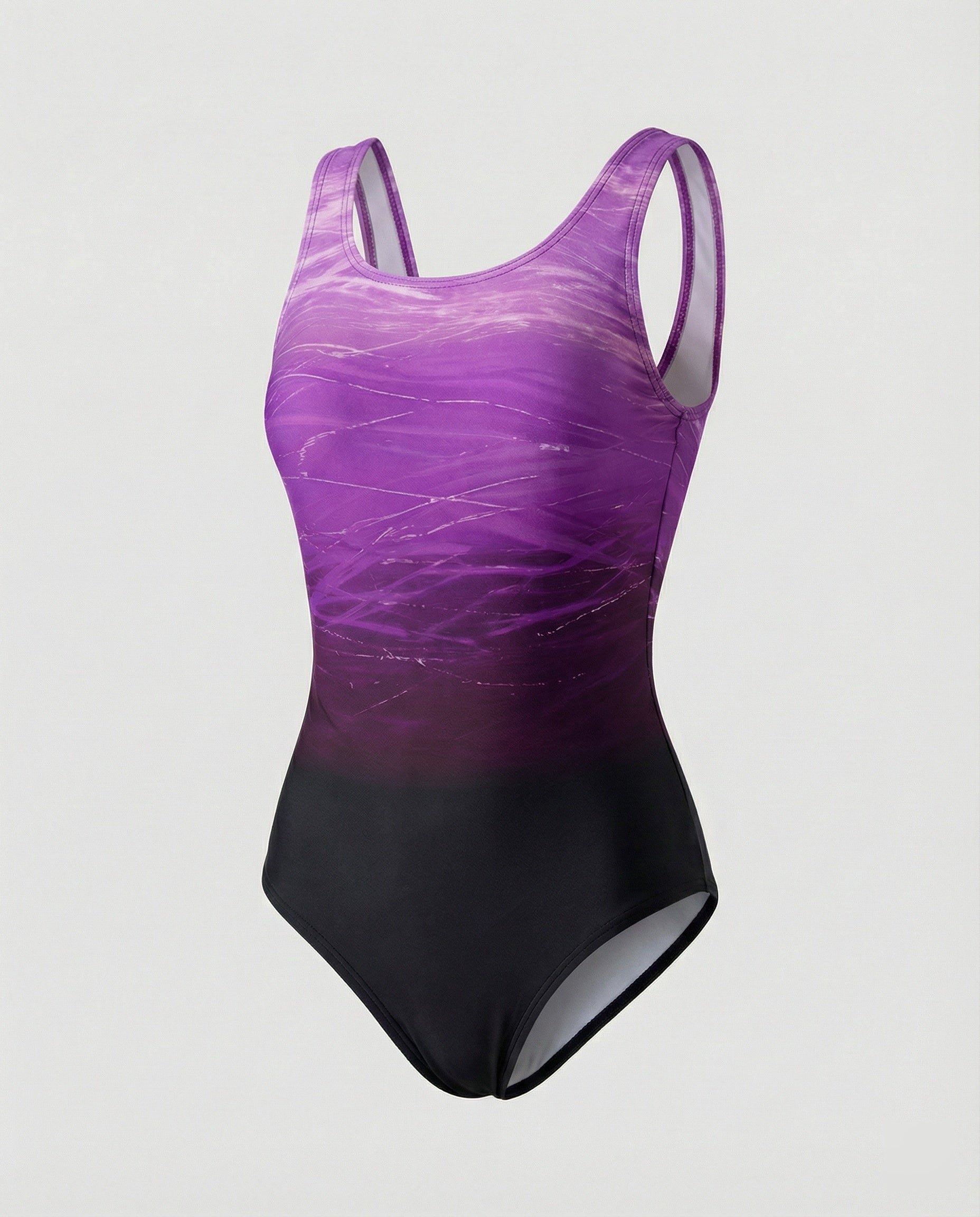 Women's One-Piece Sports Swimsuit Quick-Dry Open Back Crossed Straps Round Neck Athletic Beach
