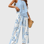 Women's 2-Piece Summer Set Square Neck Tank Top Wide-Leg Floral Pants Vacation Beach Outfit - Victrafia