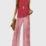 Women's 2-Piece Summer Set Square Neck Tank Top Wide-Leg Floral Pants Vacation Beach Outfit - Victrafia