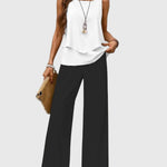 Women's 2-Piece Summer Set Square Neck Tank Top Wide-Leg Floral Pants Vacation Beach Outfit - Victrafia