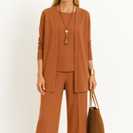 Women's 3-Piece Blazer Set Wide-Leg Pants Vest Office Business Casual Coordinated Outfit - Victrafia