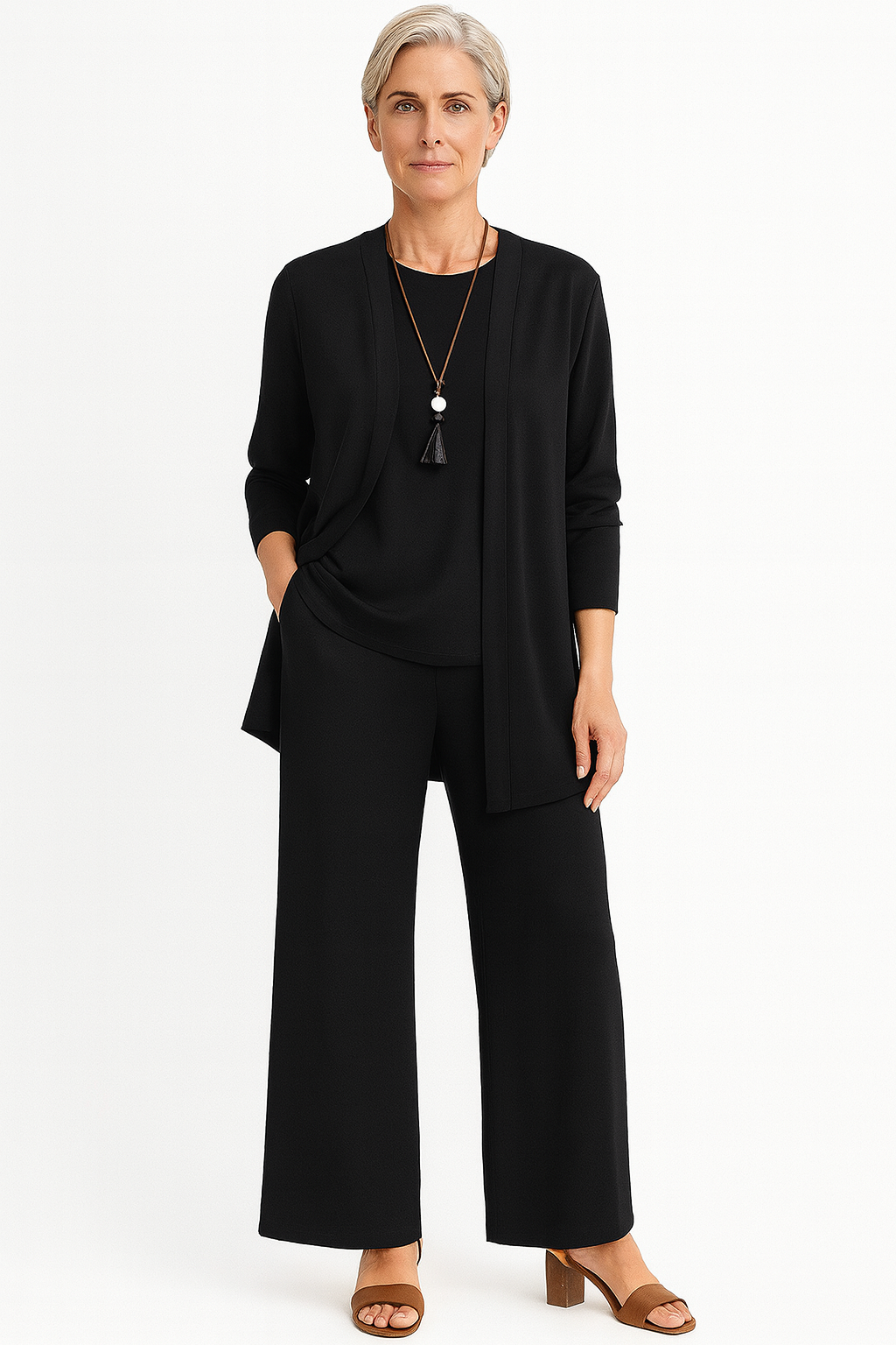 Women's 3-Piece Blazer Set Wide-Leg Pants Vest Office Business Casual Coordinated Outfit - Victrafia