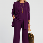 Women's 3-Piece Blazer Set Wide-Leg Pants Vest Office Business Casual Coordinated Outfit - Victrafia