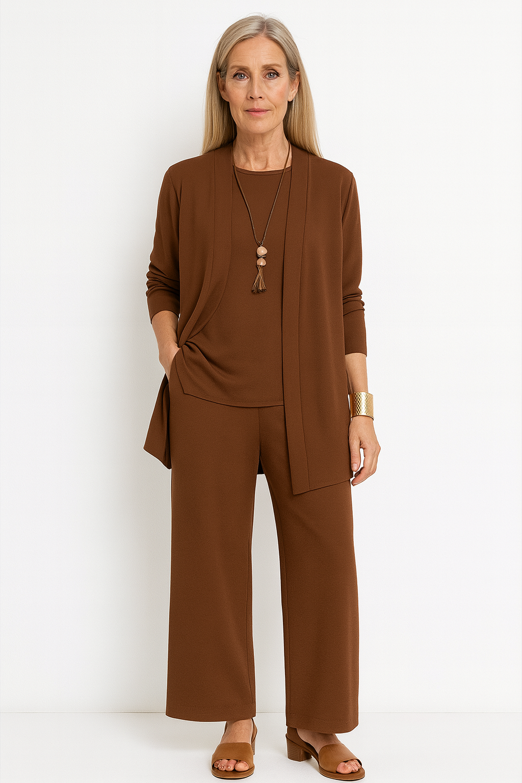 Women's 3-Piece Blazer Set Wide-Leg Pants Vest Office Business Casual Coordinated Outfit - Victrafia