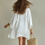 Women's 3-Piece Linen Co-ord Set Open Cardigan Top Shorts Summer Vacation Outfit - Victrafia