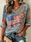 Women's American Flag Floral V-Neck Top 4th of July Patriotic Short Sleeve Casual Tee 1776-2026 - Victrafia