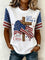 Women's American Flag Graphic T-Shirt Patriotic Faith Cross Short Sleeve Crew Neck - Victrafia