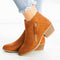 Women's Ankle Booties Side Zipper Block Heel Suede-Look Casual Fall Winter Boots - Victrafia