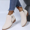Women's Ankle Booties Side Zipper Block Heel Suede-Look Casual Fall Winter Boots - Victrafia