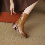 Women's Ankle Boots Block Heel Side Zipper Fall Winter Casual - Victrafia