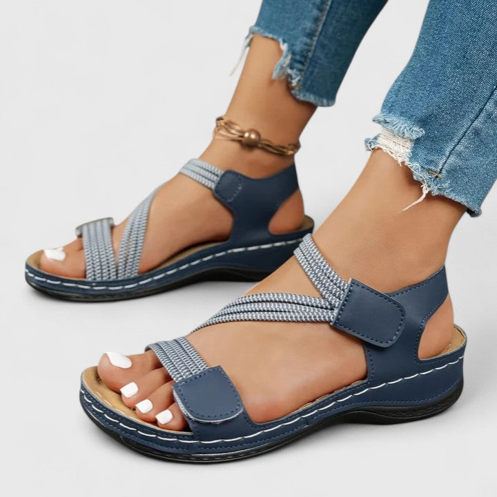Women's Arch Support Sandals Open Toe Velcro Strap Casual Summer Walking - Victrafia